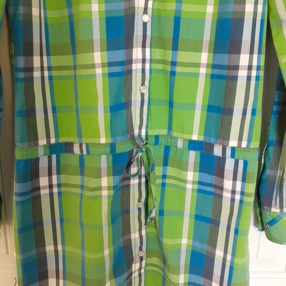 Puma Plaid Shirt Dress w/Roll Tab Sleeves Green Size S - Picture 5 of 14